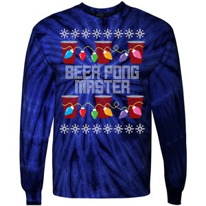 Beer Pong Master Ugly Christmas Sweater Tie-Dye Long Sleeve Shirt