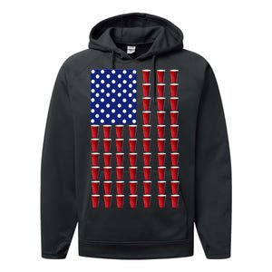 Beer Pong USA American Flag Performance Fleece Hoodie