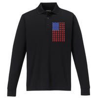 Beer Pong USA American Flag Performance Long Sleeve Polo