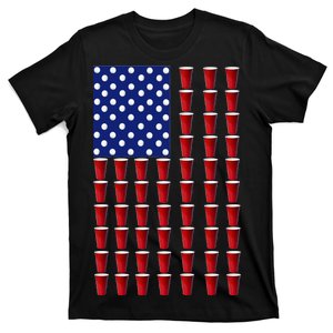 Beer Pong USA American Flag T-Shirt