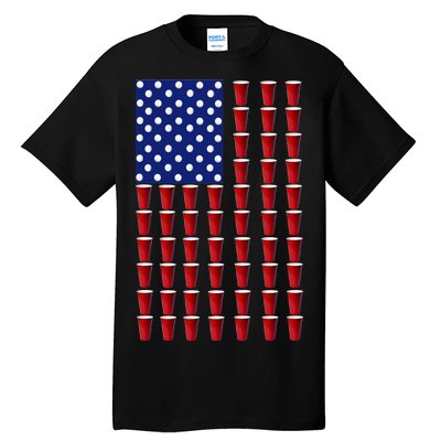 Beer Pong USA American Flag Tall T-Shirt