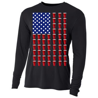 Beer Pong USA American Flag Cooling Performance Long Sleeve Crew