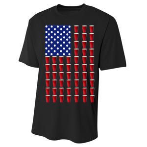 Beer Pong USA American Flag Performance Sprint T-Shirt