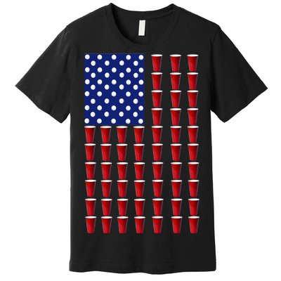 Beer Pong USA American Flag Premium T-Shirt