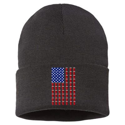 Beer Pong USA American Flag Sustainable Knit Beanie