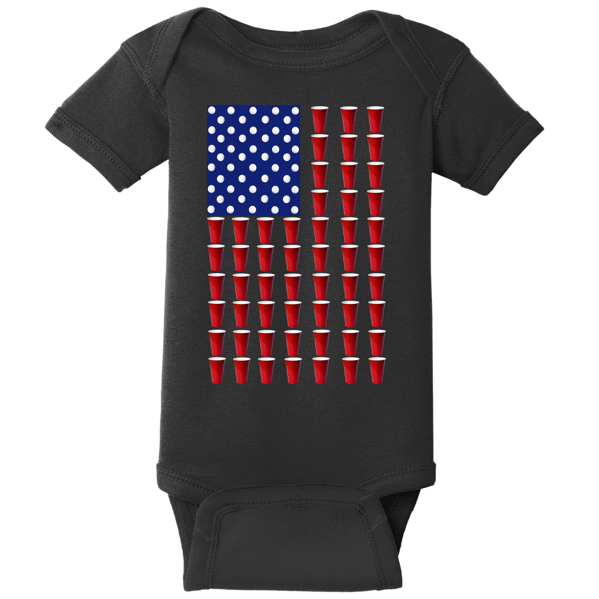 Beer Pong USA American Flag Baby Bodysuit