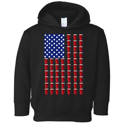 Beer Pong USA American Flag Toddler Hoodie