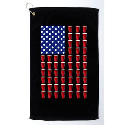 Beer Pong USA American Flag Golf Towel
