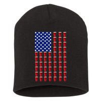 Beer Pong USA American Flag Short Acrylic Beanie