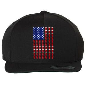 Beer Pong USA American Flag Wool Snapback Cap