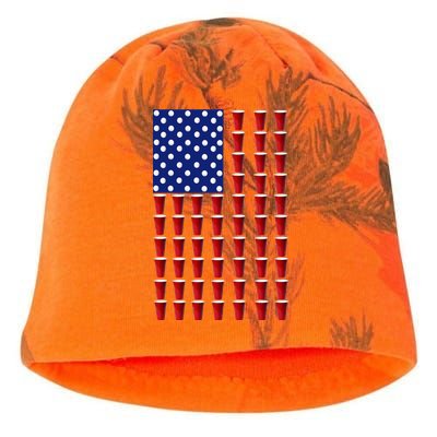 Beer Pong USA American Flag Kati - Camo Knit Beanie