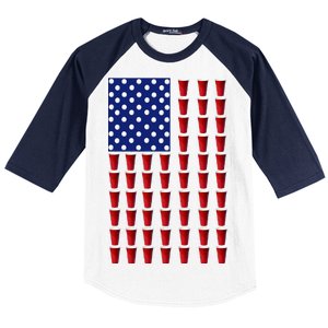 Beer Pong USA American Flag Baseball Sleeve Shirt