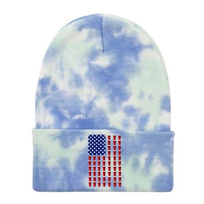 Beer Pong USA American Flag Tie Dye 12in Knit Beanie