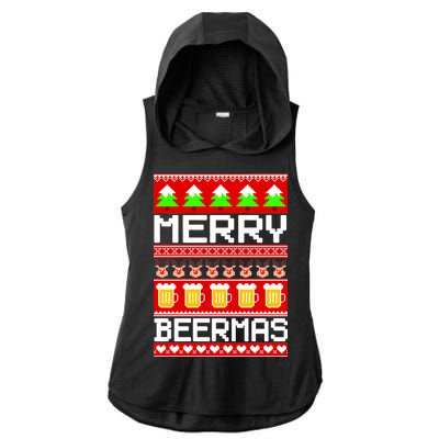 Beer Ugly Christmas Sweater Merry Beermas Ladies PosiCharge Tri-Blend Wicking Draft Hoodie Tank