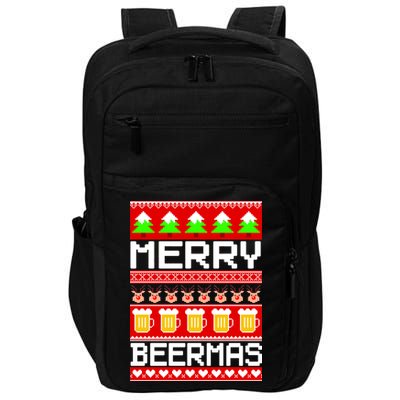 Beer Ugly Christmas Sweater Merry Beermas Impact Tech Backpack