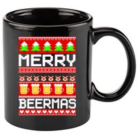 Beer Ugly Christmas Sweater Merry Beermas 11oz C Handle Ceramic Mug