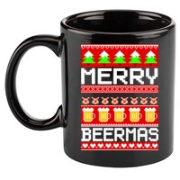 Beer Ugly Christmas Sweater Merry Beermas 11oz C Handle Ceramic Mug