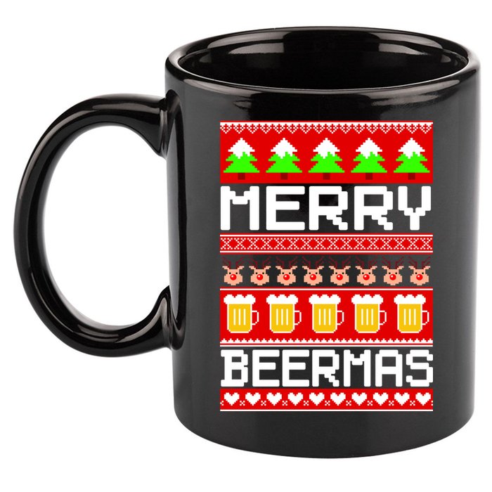 Beer Ugly Christmas Sweater Merry Beermas 11oz C Handle Ceramic Mug