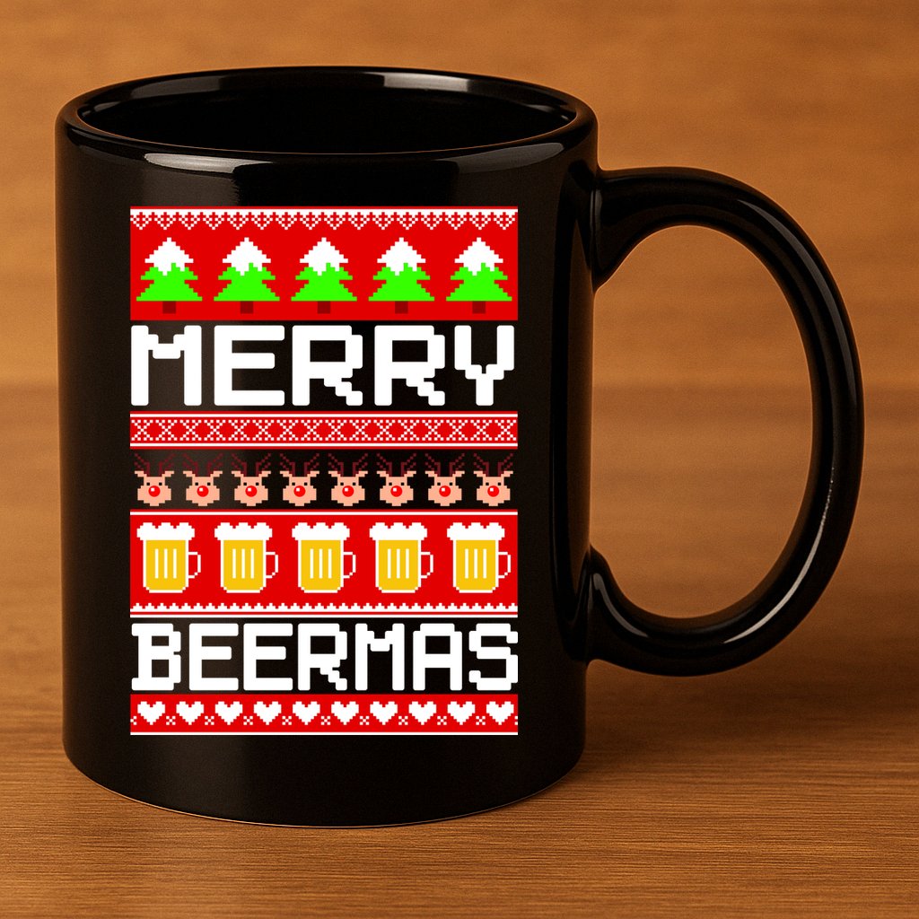 Beer Ugly Christmas Sweater Merry Beermas 11oz C Handle Ceramic Mug