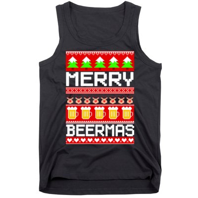 Beer Ugly Christmas Sweater Merry Beermas Tank Top