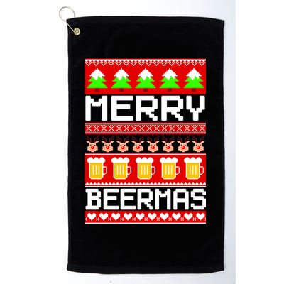Beer Ugly Christmas Sweater Merry Beermas Golf Towel