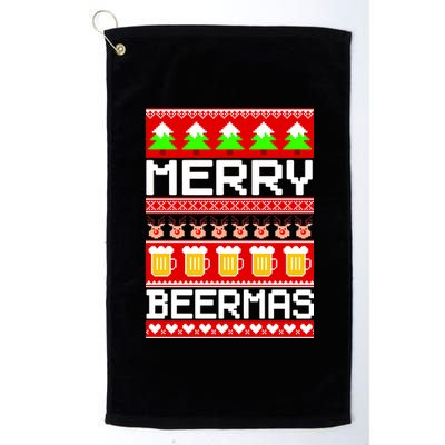 Beer Ugly Christmas Sweater Merry Beermas Platinum Collection Golf Towel