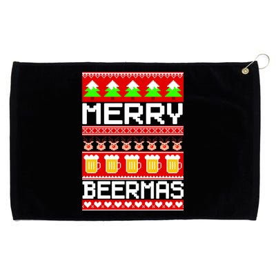 Beer Ugly Christmas Sweater Merry Beermas Grommeted Golf Towel