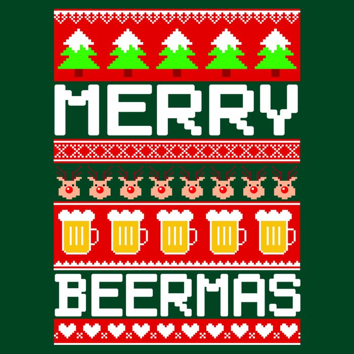 Beer Ugly Christmas Sweater Merry Beermas Cooling Performance Crew T-Shirt