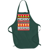 Beer Ugly Christmas Sweater Merry Beermas Full-Length Apron With Pockets