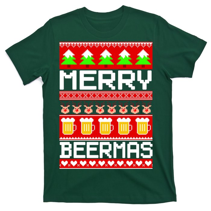 Beer Ugly Christmas Sweater Merry Beermas T-Shirt