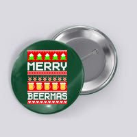 Beer Ugly Christmas Sweater Merry Beermas Button