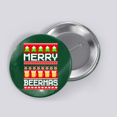 Beer Ugly Christmas Sweater Merry Beermas Button