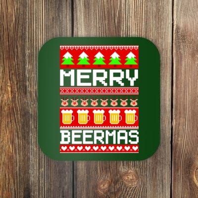 Beer Ugly Christmas Sweater Merry Beermas Coaster