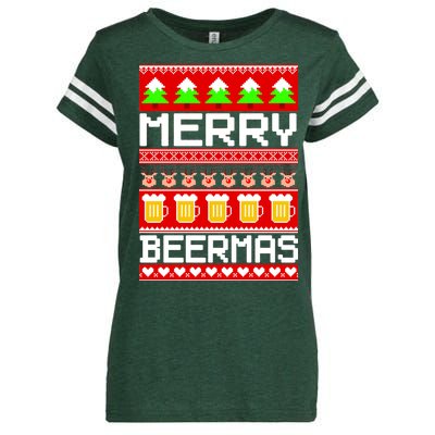 Beer Ugly Christmas Sweater Merry Beermas Enza Ladies Jersey Football T-Shirt