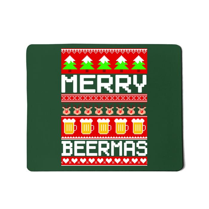 Beer Ugly Christmas Sweater Merry Beermas Mousepad