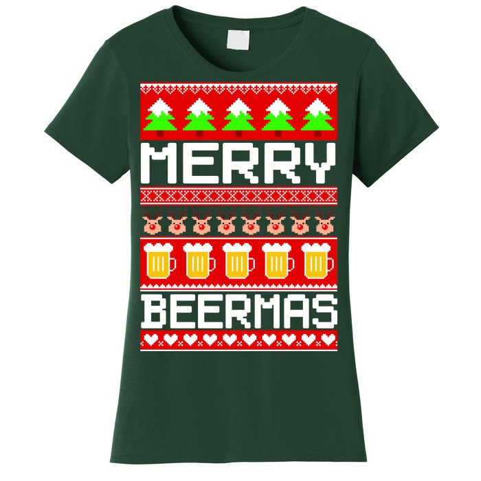 Beer Ugly Christmas Sweater Merry Beermas Women's T-Shirt