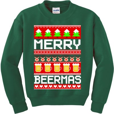 Beer Ugly Christmas Sweater Merry Beermas Kids Sweatshirt