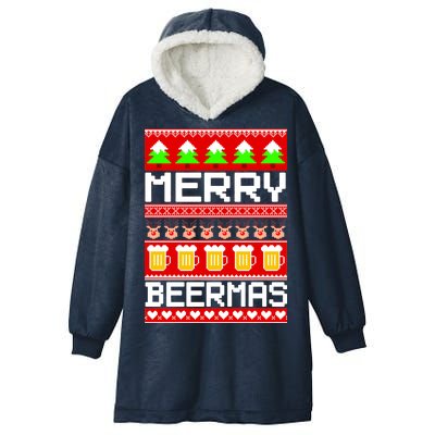 Beer Ugly Christmas Sweater Merry Beermas Hooded Wearable Blanket