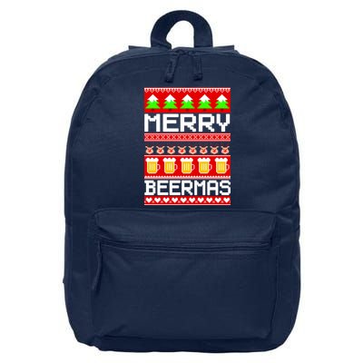 Beer Ugly Christmas Sweater Merry Beermas 16 in Basic Backpack