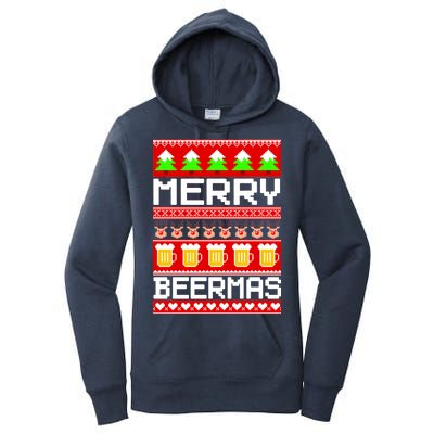 Beer Ugly Christmas Sweater Merry Beermas Women's Pullover Hoodie