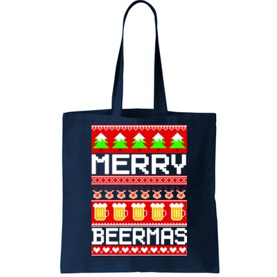 Beer Ugly Christmas Sweater Merry Beermas Tote Bag