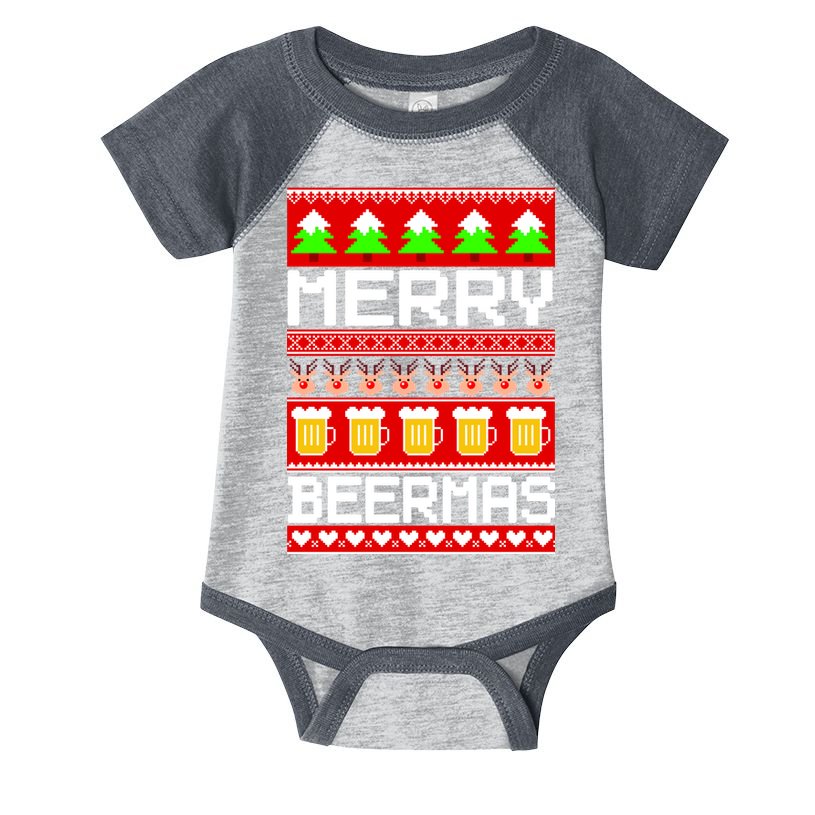 Beer Ugly Christmas Sweater Merry Beermas Infant Baby Jersey Bodysuit