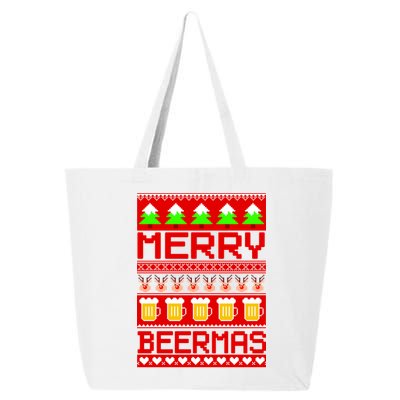 Beer Ugly Christmas Sweater Merry Beermas 25L Jumbo Tote