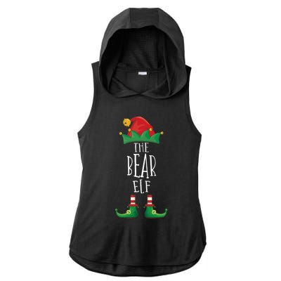 Bear Elf Funny Family Matching Group Christmas Party Elf Ladies PosiCharge Tri-Blend Wicking Draft Hoodie Tank