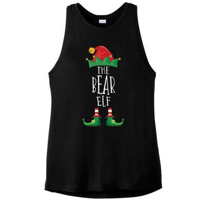 Bear Elf Funny Family Matching Group Christmas Party Elf Ladies PosiCharge Tri-Blend Wicking Tank