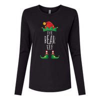 Bear Elf Funny Family Matching Group Christmas Party Elf Womens Cotton Relaxed Long Sleeve T-Shirt