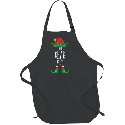 Bear Elf Funny Family Matching Group Christmas Party Elf Full-Length Apron With Pockets