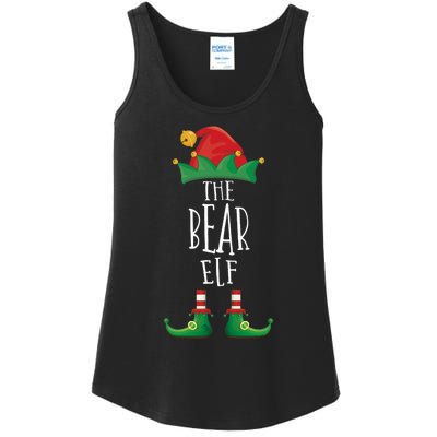 Bear Elf Funny Family Matching Group Christmas Party Elf Ladies Essential Tank