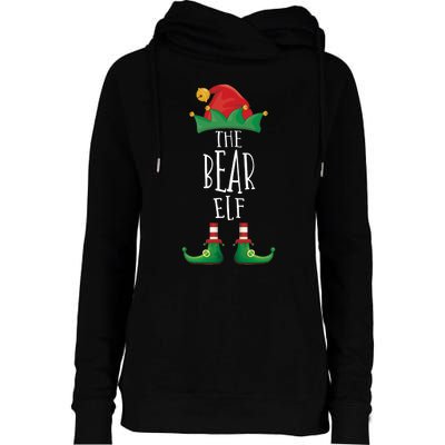 Bear Elf Funny Family Matching Group Christmas Party Elf Womens Funnel Neck Pullover Hood