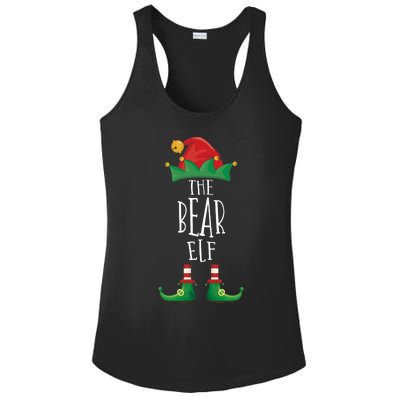 Bear Elf Funny Family Matching Group Christmas Party Elf Ladies PosiCharge Competitor Racerback Tank